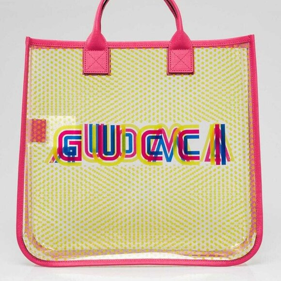 Gucci Pink/Yellow Star Vinyl and Leather GUCCI AMOUR Kids Tote Bag - Picture 1 of 10